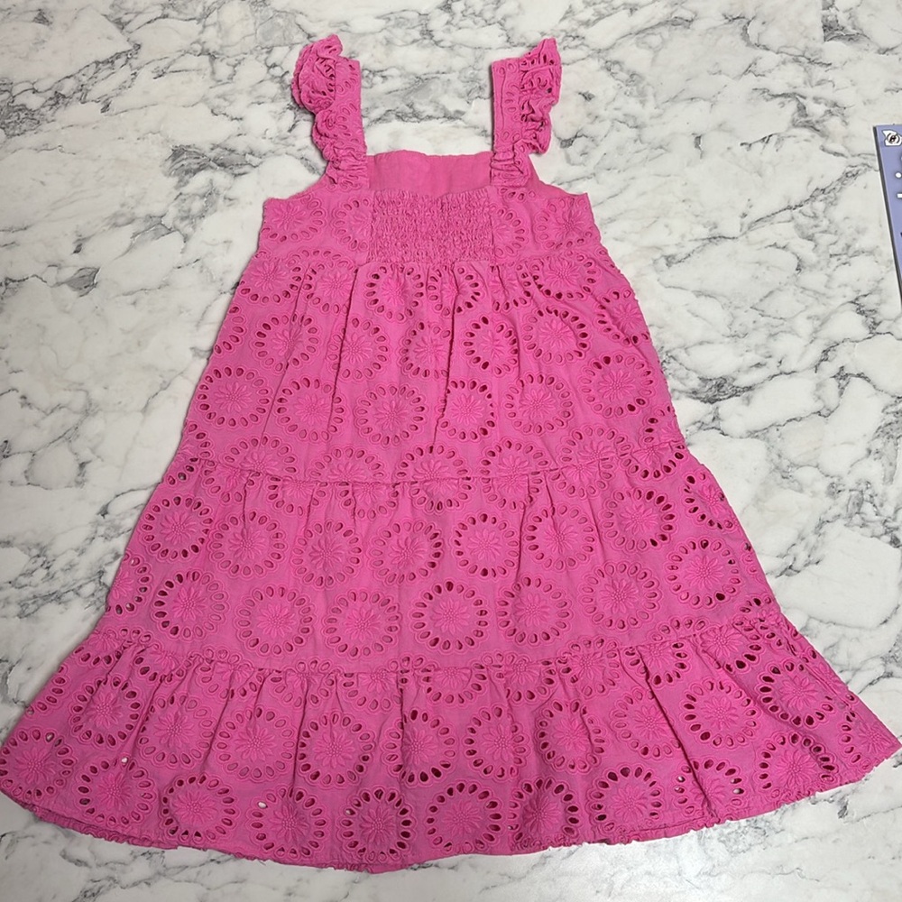 Girls Vineyard Vines Pink Tiered Sundress Sleeveless - Picture 2 of 3